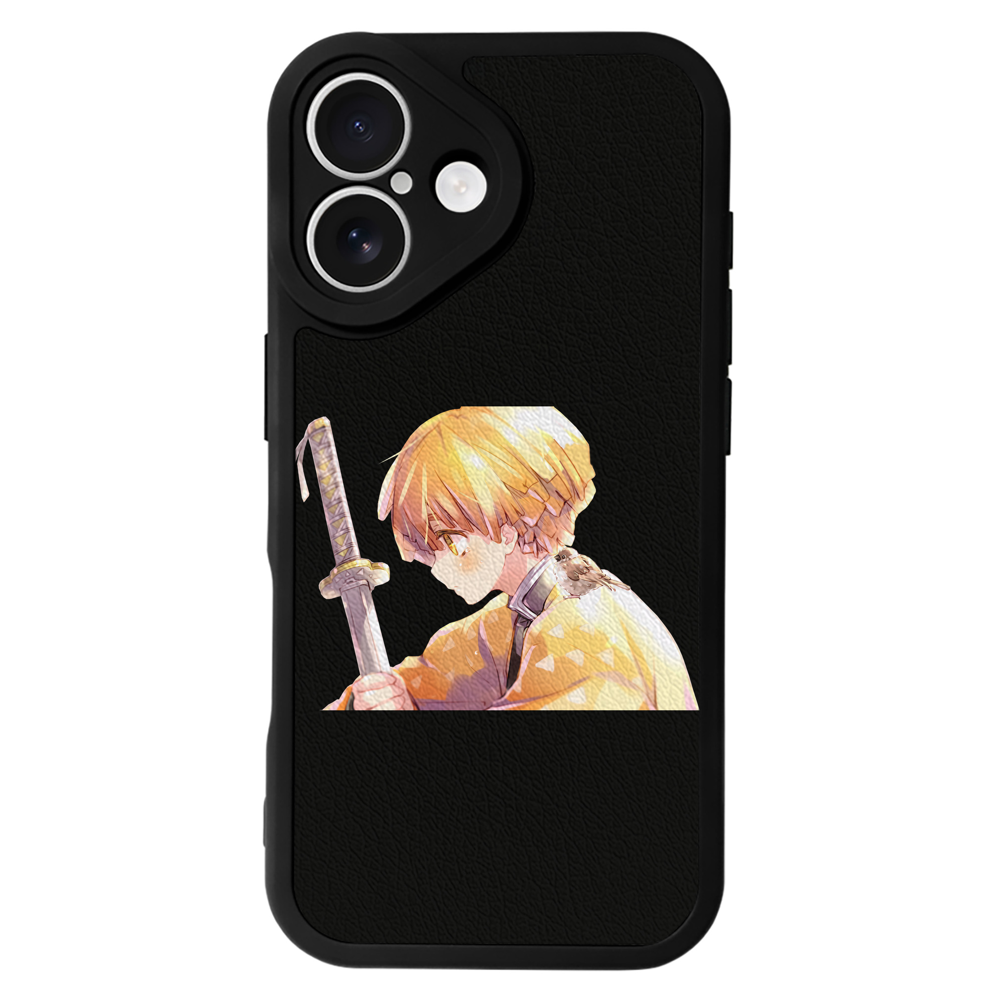 （画像用） 鬼滅の刃（きめつのやいば）我妻 善逸／あがつま ぜんいつ Agatsuma Zenitsu 【iPhone 16シリーズ対応】シリコンスマホケース（レザー調） 材質：シリコン